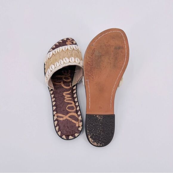 Sam Edelman Sandals Tan Cream Shell - Picture 8 of 9